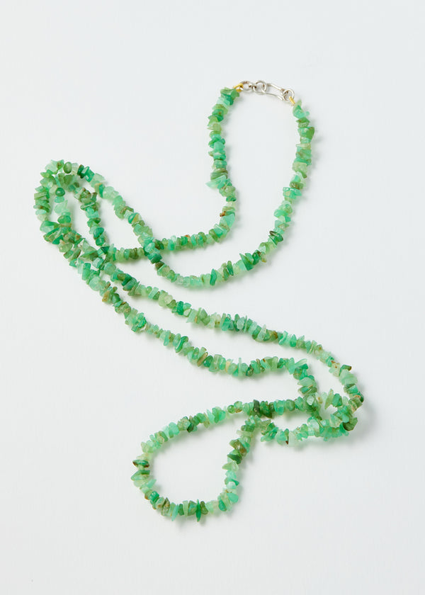 Sterling Silver Rough Chrysoprase Beaded Necklace