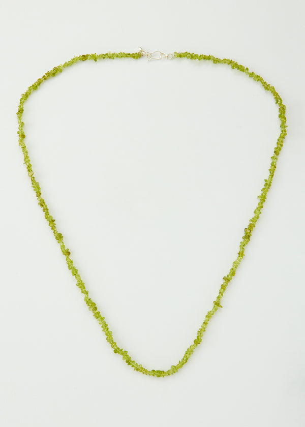 Sterling Silver Rough Peridot Beaded Necklace