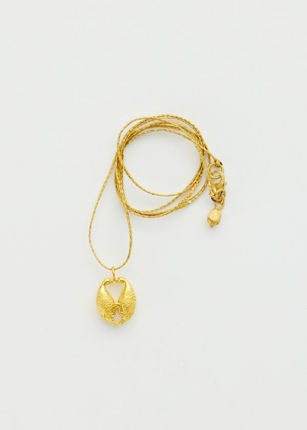 18kt Gold Kissing Birds Amulet on Cord