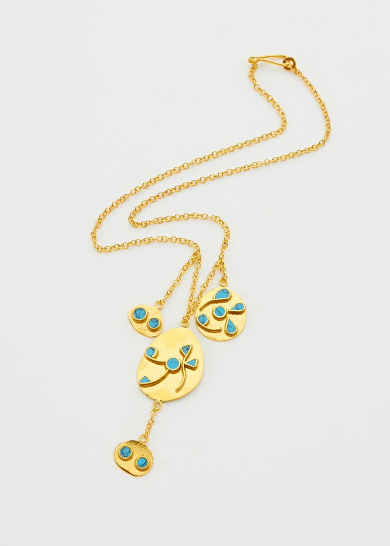 18kt Gold Vermeil PSTM Afghanistan Turquoise Malika Necklace