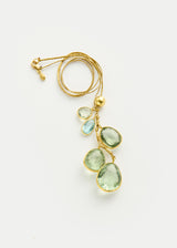 18kt Gold Aquamarine & Green Amethyst with Gold Bead Cluster on Cord
