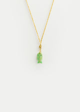 18kt Gold Green Turquoise Tiny Fish Amulet on Cord