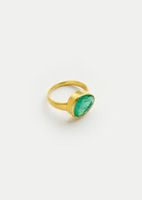 18kt Gold Emerald Greek Ring