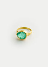 18kt Gold Emerald Greek Ring