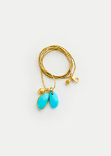 18kt Gold Hathor Turquoise & Gold Bead Cluster on Cord