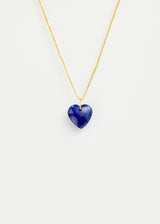 18kt Gold Lapis Lazuli Love Heart Amulet on Cord