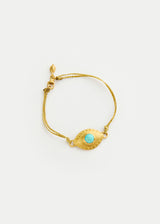 18kt Gold PSTM Jordan Turquoise Eye Bracelet on Cord