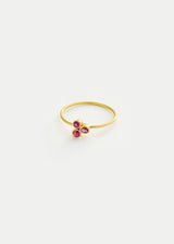 18kt Gold PSTM Myanmar Three Stone Ruby Cup Ring