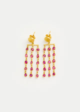 18kt Gold PSTM Myanmar Multi Drop Ruby Earrings