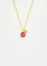 18kt Gold Ruby & Love Heart Amulets on Cord