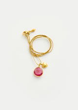18kt Gold Ruby & Love Heart Amulets on Cord