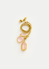 18kt Gold Rose Quartz & Kunzite Cluster on Cord