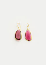 18kt Gold Pink Tourmaline Large Single Drop Earrings