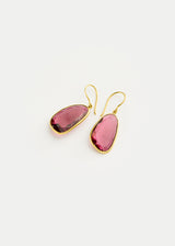 18kt Gold Pink Tourmaline Large Single Drop Earrings