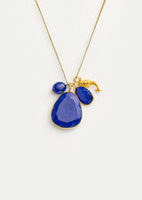 18kt Gold Lapis Lazuli & Fish Cluster on Cord