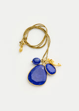 18kt Gold Lapis Lazuli & Fish Cluster on Cord
