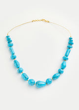 18kt Gold Vermeil PSTM Afghanistan Turquoise Multi Beads Necklace on Cord
