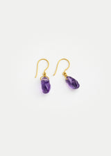 18kt Gold Amethyst Drill & Loop Earrings Image 2