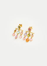 18kt Gold PSTM Myanmar Mixed Stones Chandelier Studs