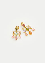 18kt Gold PSTM Myanmar Mixed Stones Chandelier Studs