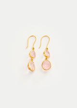 18kt Gold Carnival Rose Quartz Double Drop Earrings