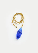 Azaz Blue Glass Seed Pendant on Cord Image 2