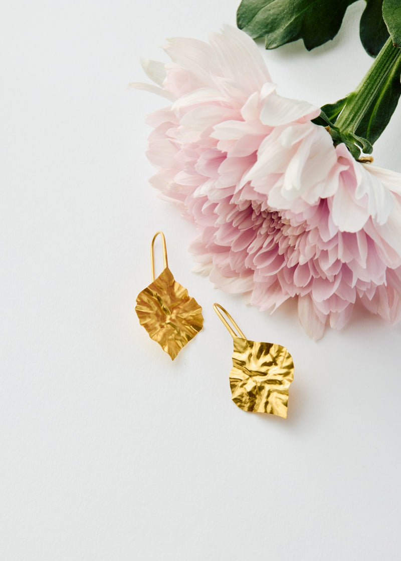 18kt Gold Peepal Leaf Earrings