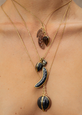 18kt Gold Night Seed & Lilac Amulets on Cord