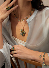 18kt Gold Cerulean Aquamarine Cluster on Cord