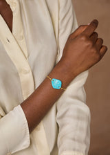 18kt Gold Hathor Turquoise Drill & Loop Bracelet on Cord