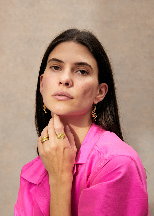 18kt Gold Mizuhiku Wrapping Rocks Earrings