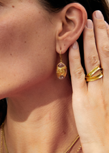 18kt Gold Zen Rocks Crystal Earrings