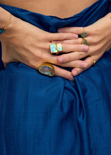18kt Gold Beachcomber Abalone Shell Double Greek Ring