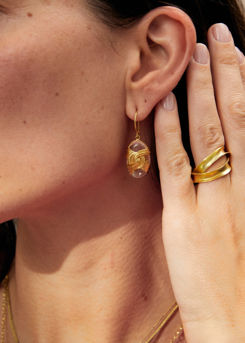 18kt Gold Zen Rocks Crystal Earrings