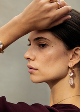 18kt Gold Pink Agra Kunzite & Rose Quartz Double Drop Earrings