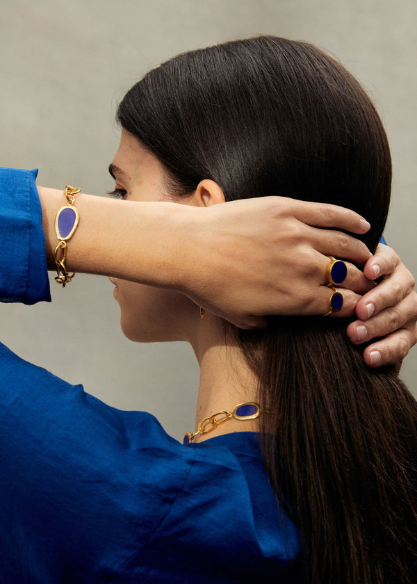 18kt Gold Vermeil PSTM Afghanistan Samar Anara Lapis Ring