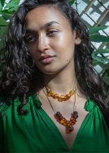 Azaz Amber Glass Multi Beaded Necklace on Cord