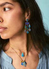 18kt Gold Alectrona Opal with Gold Drop Cluster on Cord