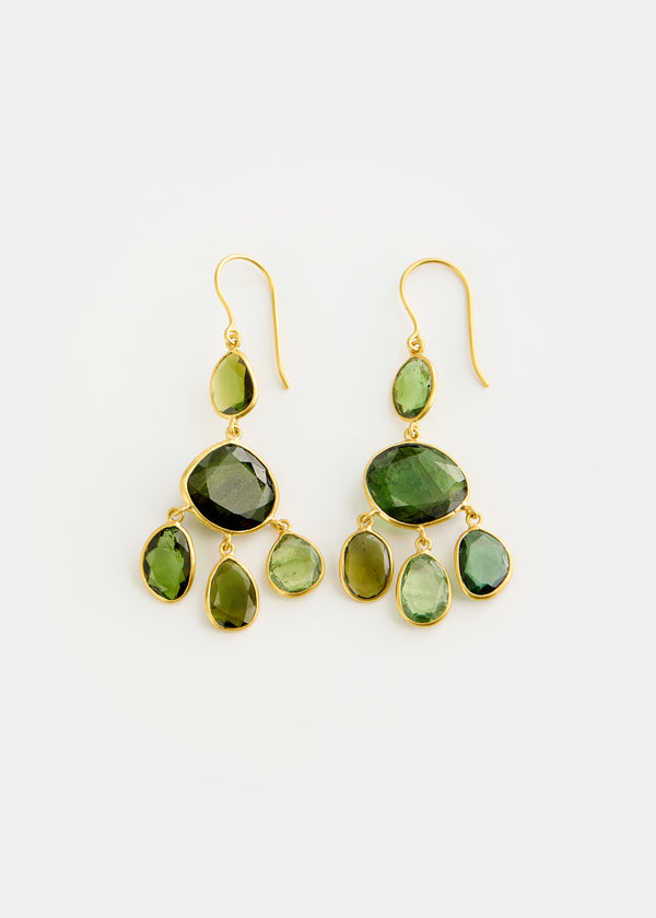 18kt Gold Green Tourmaline Jellyfish Earrings