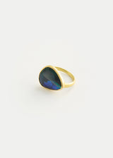 18kt Gold Lighting Ridge Pear Opal Greek Ring