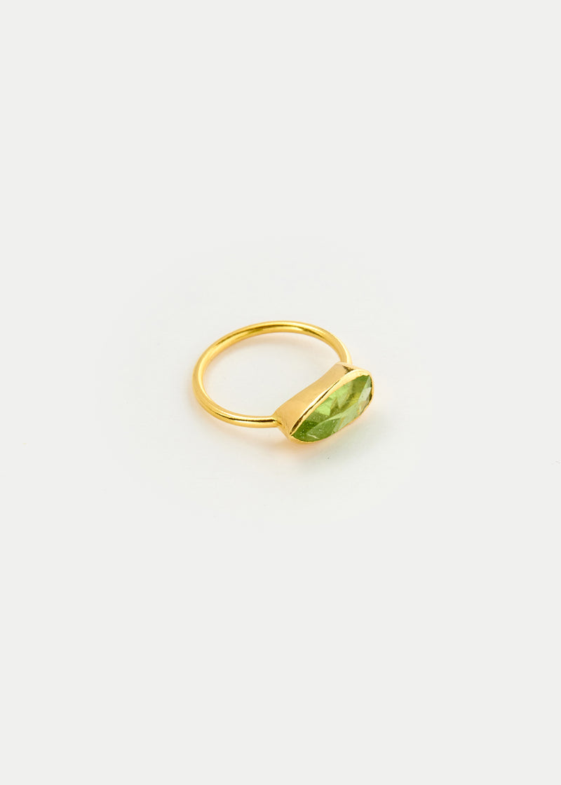 18kt Gold PSTM Myanmar Tender Greens Peridot Large Cup Ring