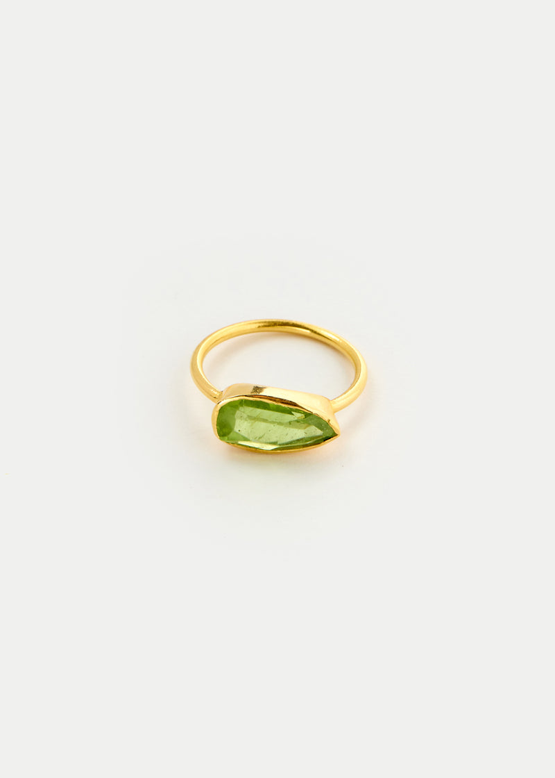 18kt Gold PSTM Myanmar Tender Greens Peridot Large Cup Ring