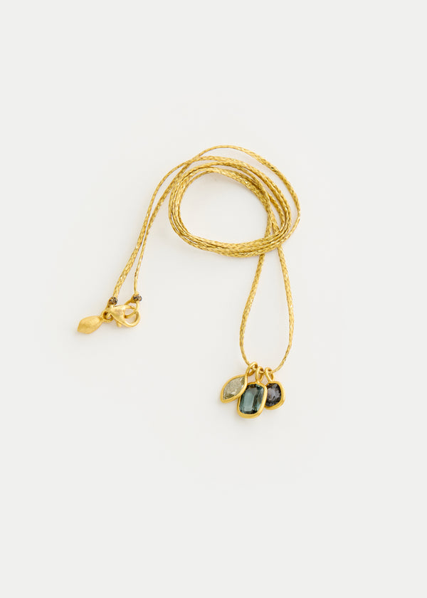 18kt Gold The Middle Path Spinel & Diamond Cluster on Cord