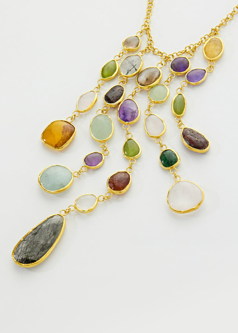 18kt Gold Vermeil PSTM Afghanistan Mixed Stones Sultan Necklace