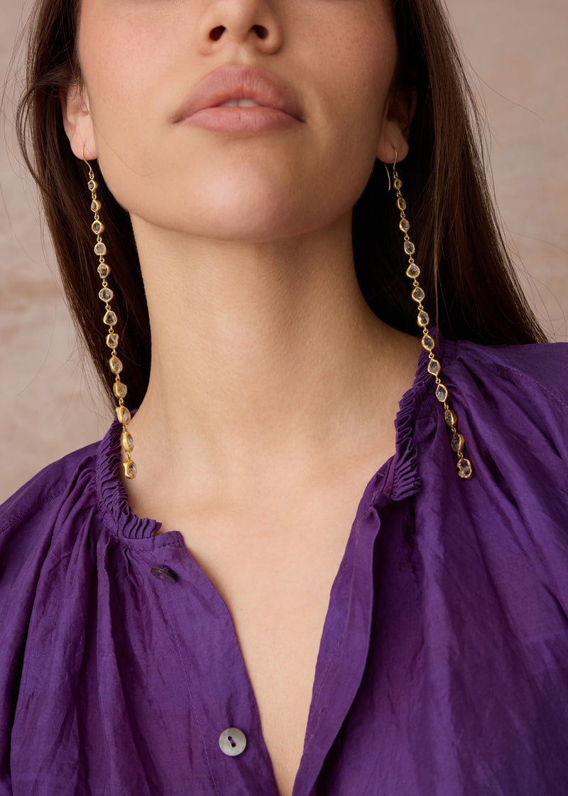 18kt Gold Beira Herkimer Long Drop Earrings