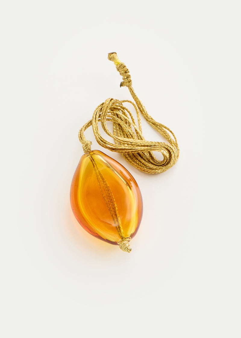 Azaz Amber Glass Diamond Bead on Cord