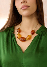 Azaz Amber Glass Bubble Beaded Necklace on Cord