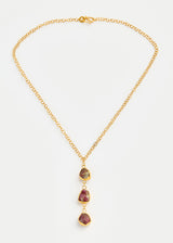 18kt Gold Vermeil PSTM Afghanistan Ruby Three Drop Necklace 