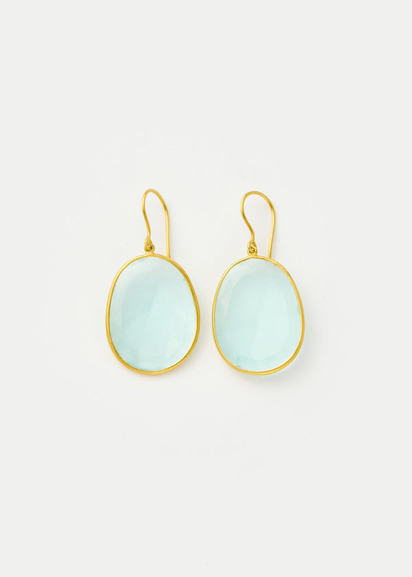 18kt Gold Cerulean Aquamarine Single Drop Earrings