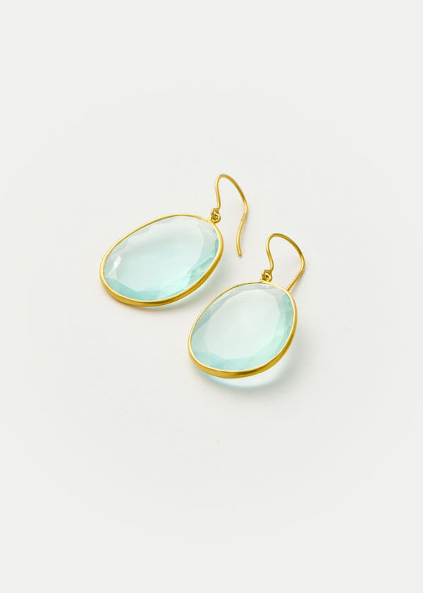 18kt Gold Cerulean Aquamarine Single Drop Earrings